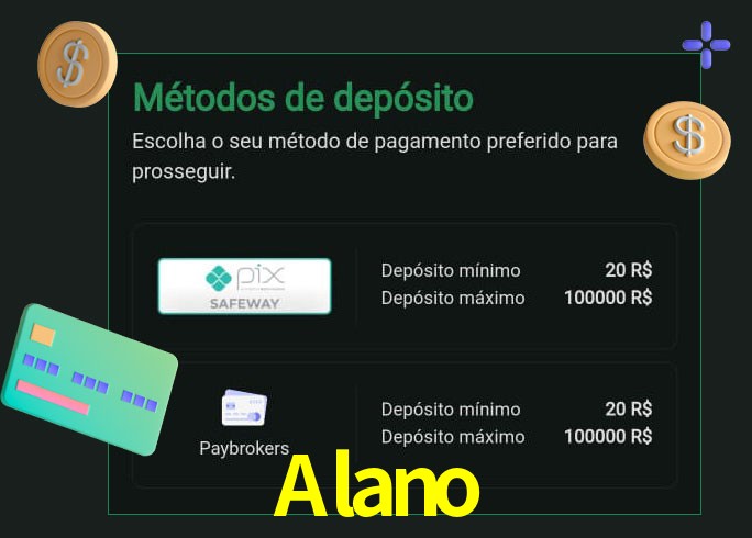 O cassino Alano oferece uma grande variedade de métodos de pagamento